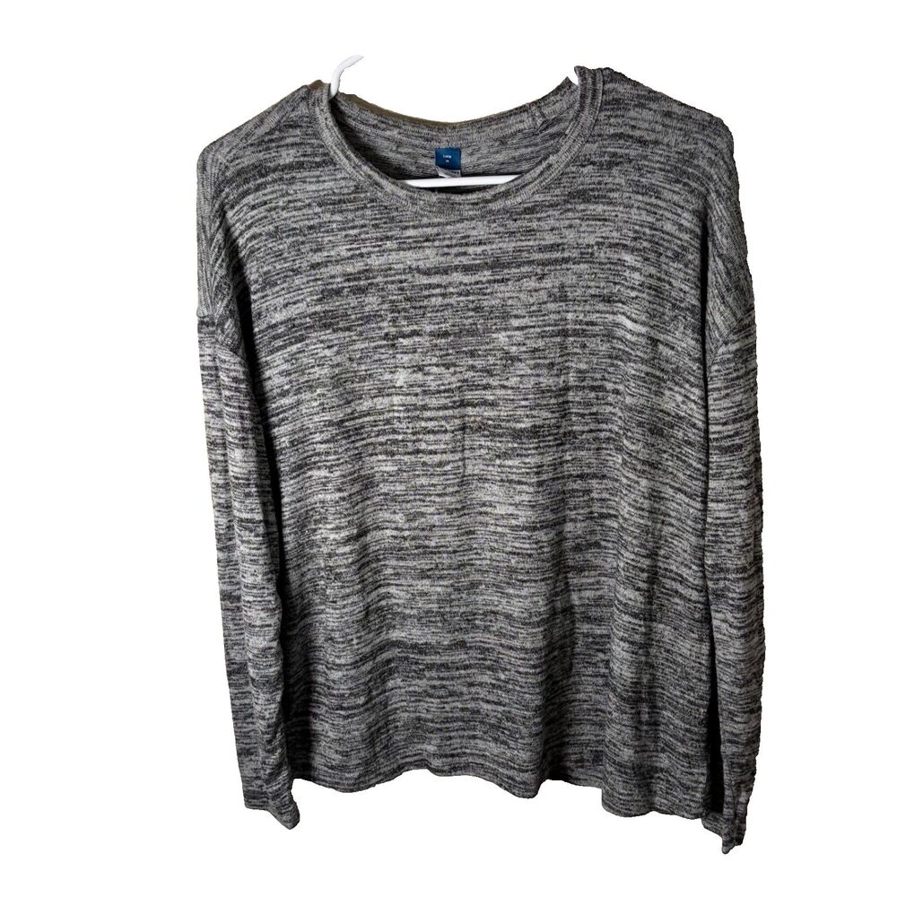 Old Navy T-Shirt Women's Medium Gray Long Sleeve Heather Luxe Knit Top